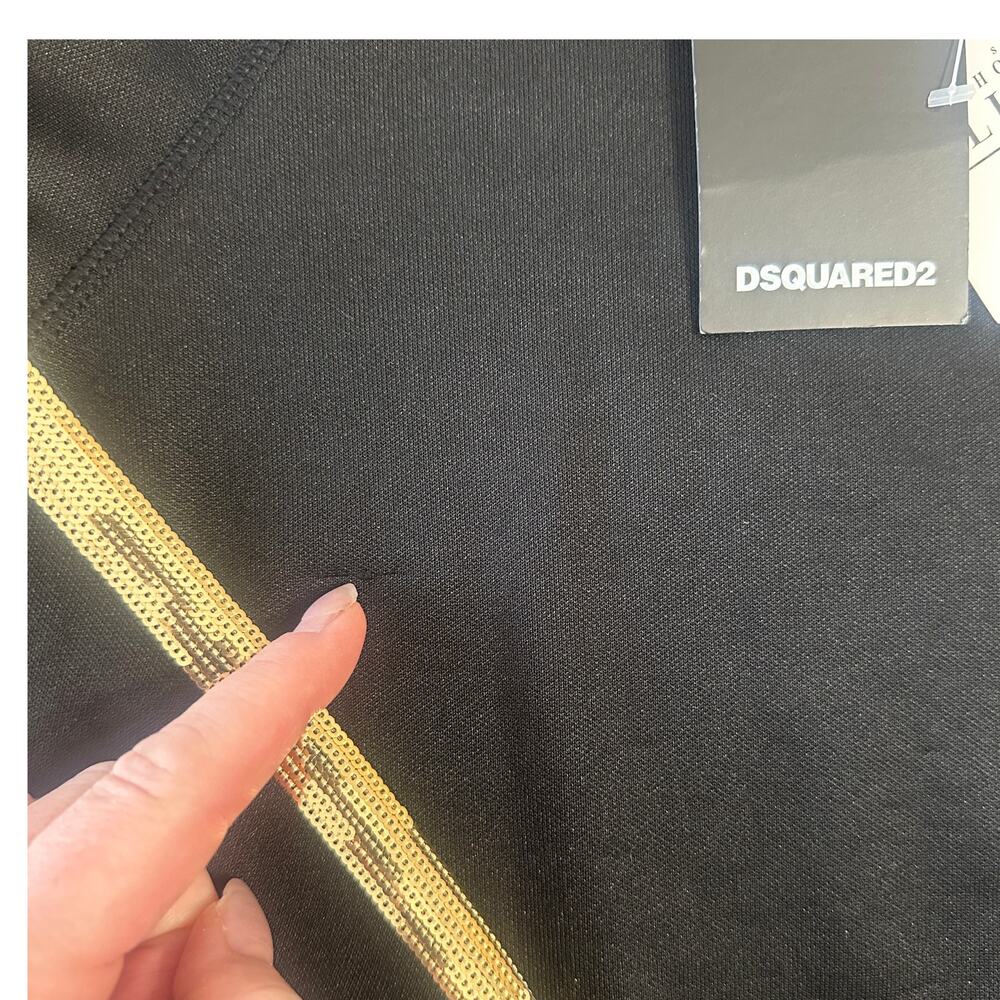 Dsquared2 Girls Black Sweatshirt Dress, Gold Sequin Logo, size 10 NWT - Picture 8 of 8